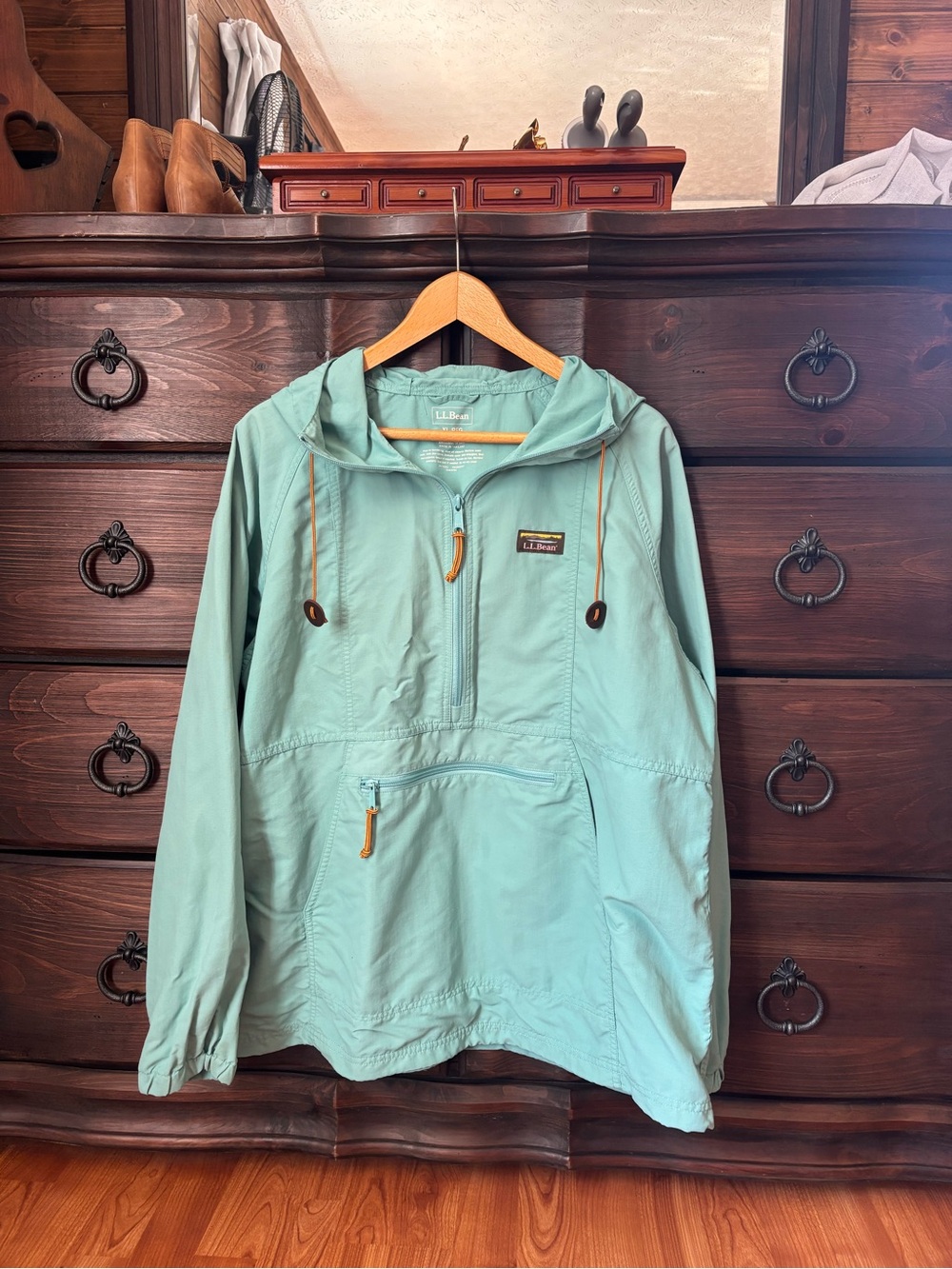 L.L. Bean Women’s Mountain Classic Anorak, Turquoise / Teal, Size XL